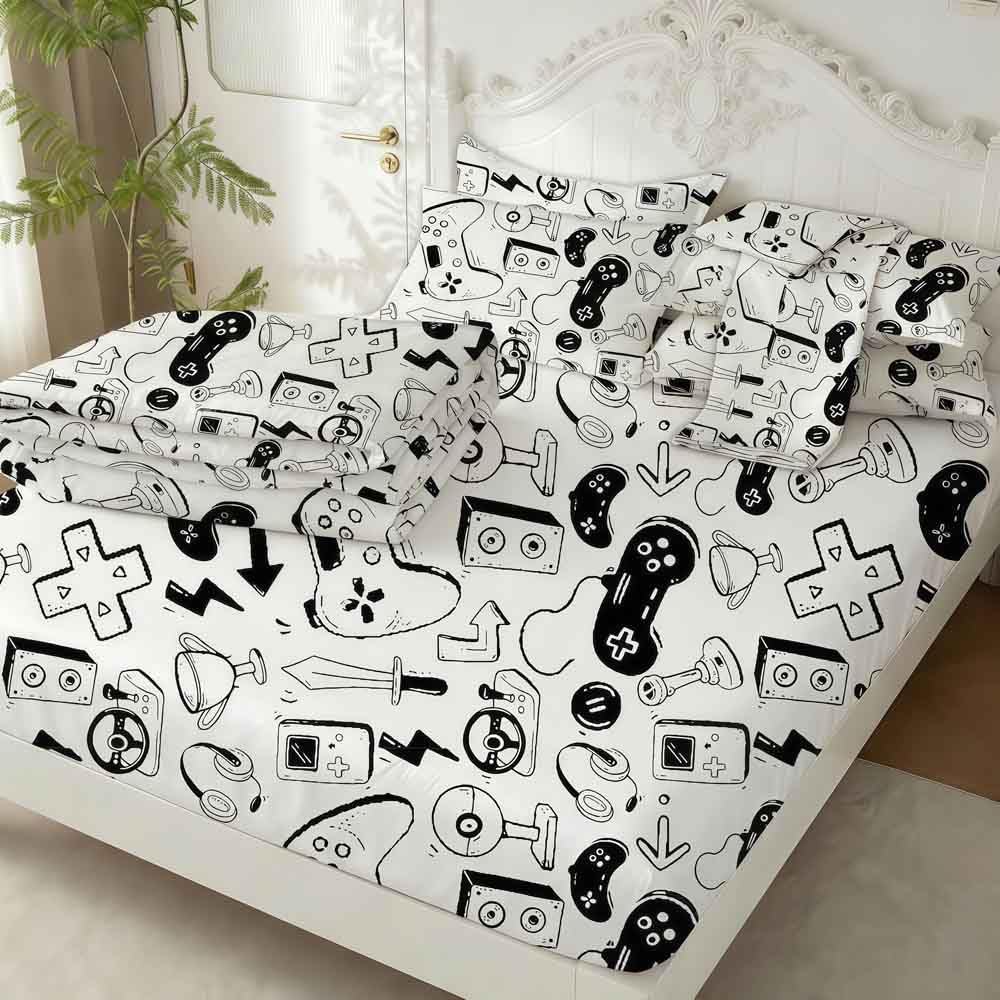 SDY 7 Piece Video Game Bedding Queen- Gamer Comforter Sets for Boys, Girls, Kids, with Cute Gaming Comforter and Gamer Bed Set