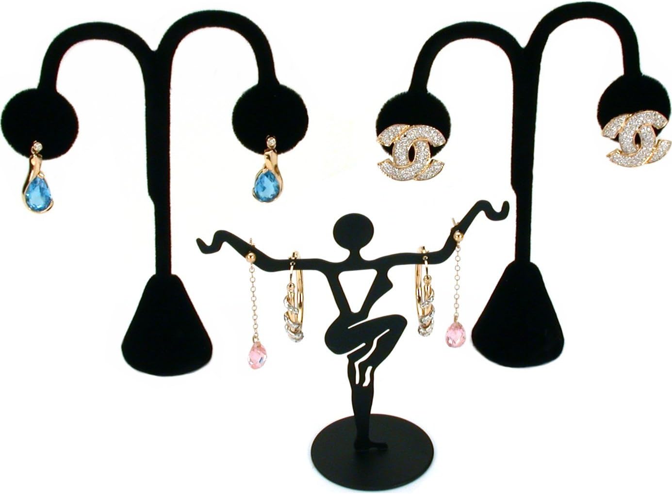 FindingKing 11 Pc Set Black Velvet Jewelry Displays Busts Bonus New
