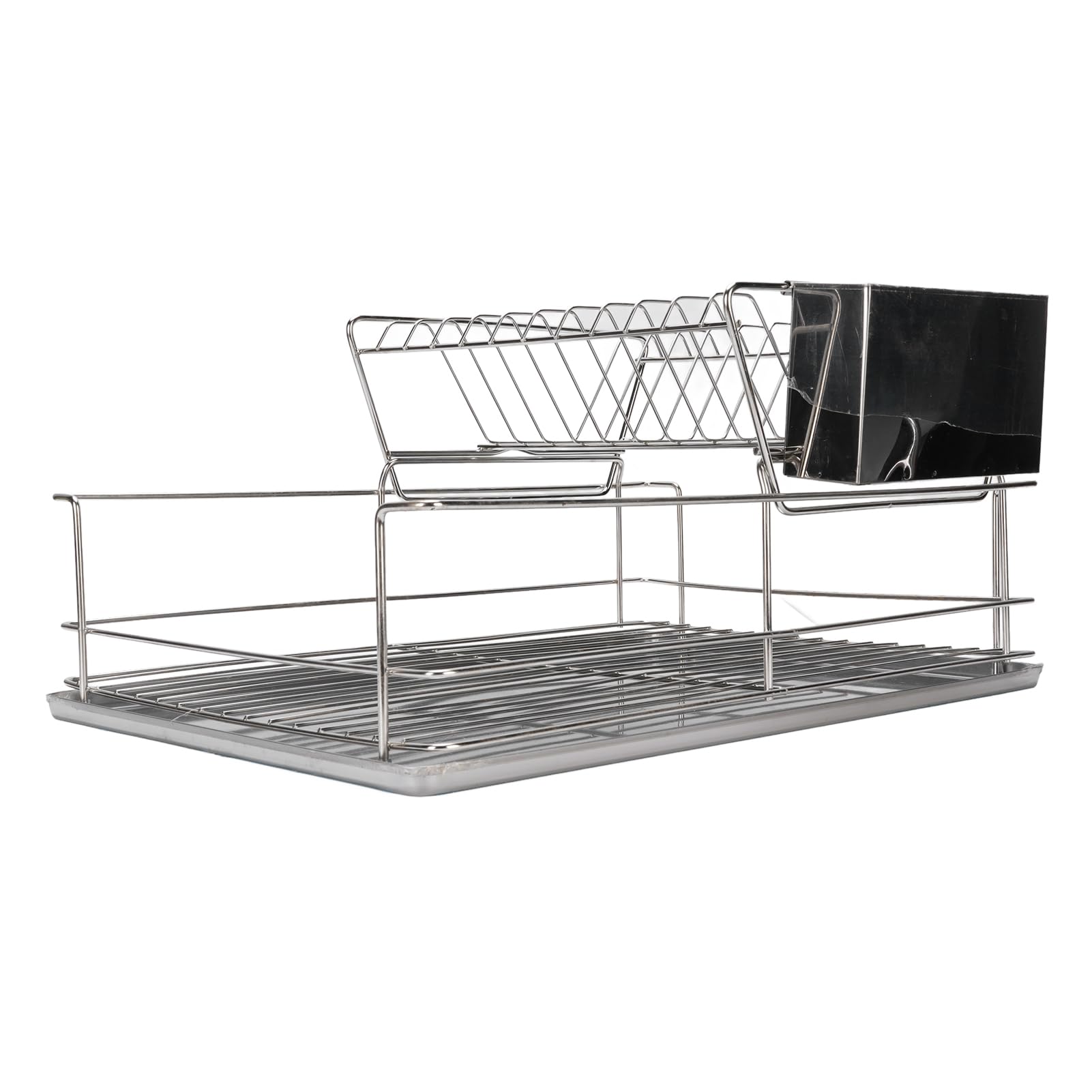 Naroote Égouttoir à Vaisselle en Acier Inoxydable, égouttoir à Vaisselle de Cuisine à 2 Niveaux avec Porte-Couverts et Plateau Inférieur, pour Assiettes, Bols, Tasses, Ustensiles