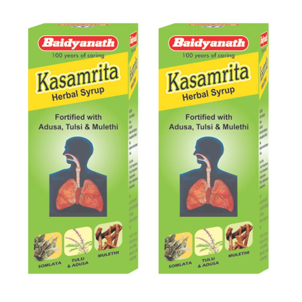 Baidyanath Asli Ayurved Kasamrit Herbal I Ayurvedic Tonic for Cough and Cold I 100Ml (Pack of 2)
