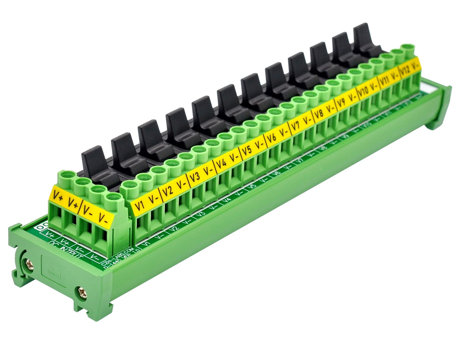 DIN Rail Mount 12 Channel Paddle Switch DC Power Distribution Strip Module