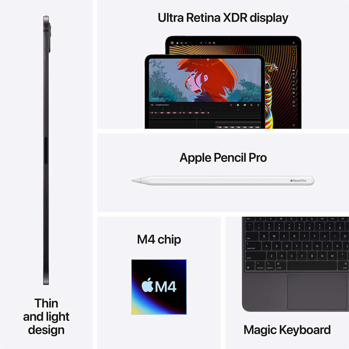 Amazon.com : Apple iPad Pro (M4), Wi-Fi 6E, Face ID, Apple