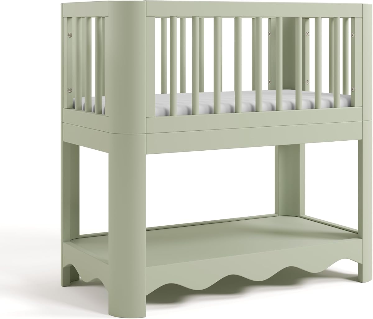Moisés convertible 3 en 1 Storkcraft Casablanca, salvia | GREENGUARD Moisés para bebé de madera con certificación Gold, incluye colchón resistente al agua, se convierte en caja de juguetes y estantería, recién nacido