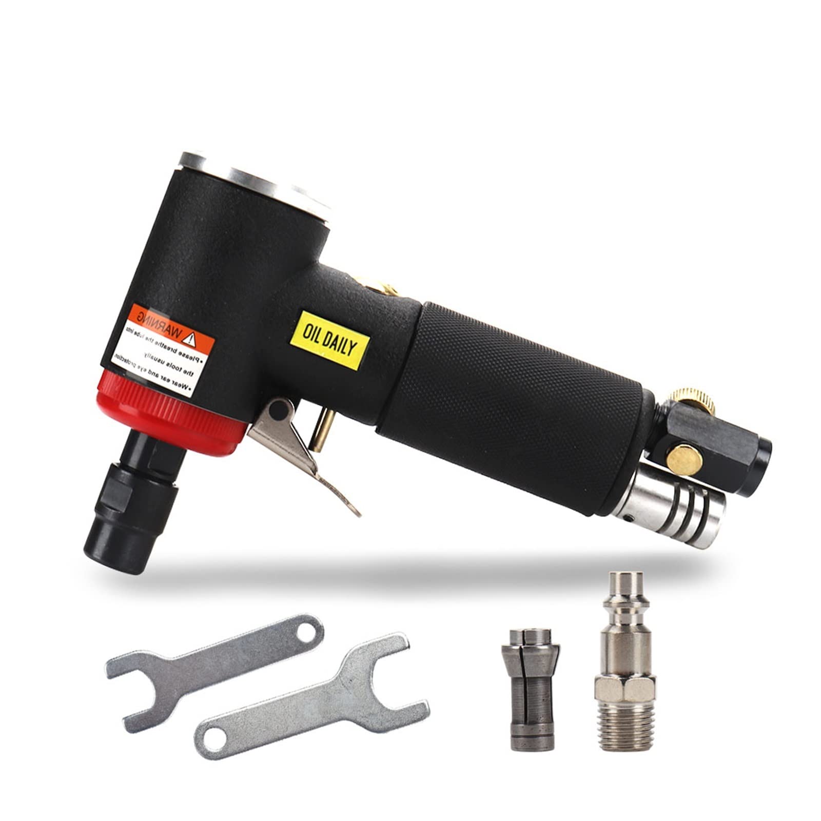 LNHHG Air Sander Pneumatic Engraving Machine 1/4inch 1/8inch 90Degree Polisher Mini Angle For Mill Grinding Polishing Hand Tools Set(Nero)