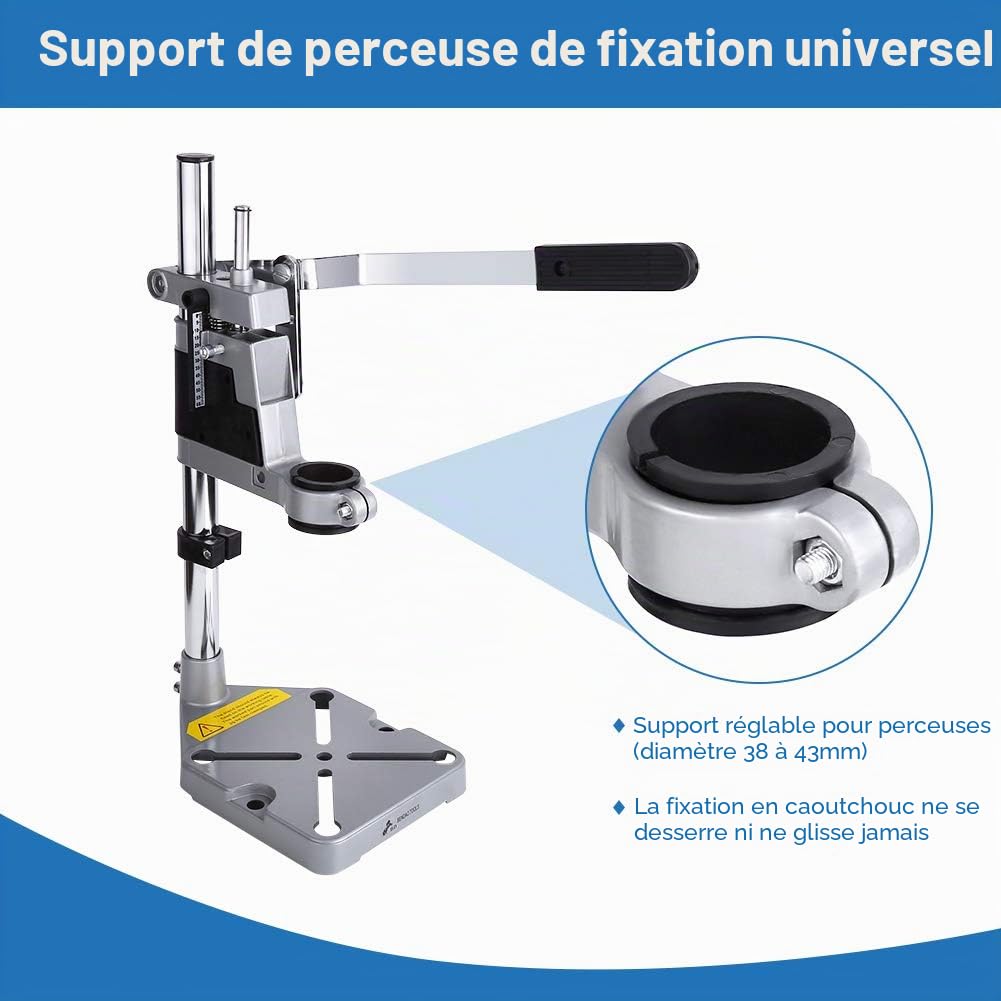 Perceuse à colonne rapide, pince d'établi universelle, support de perceuse réglable