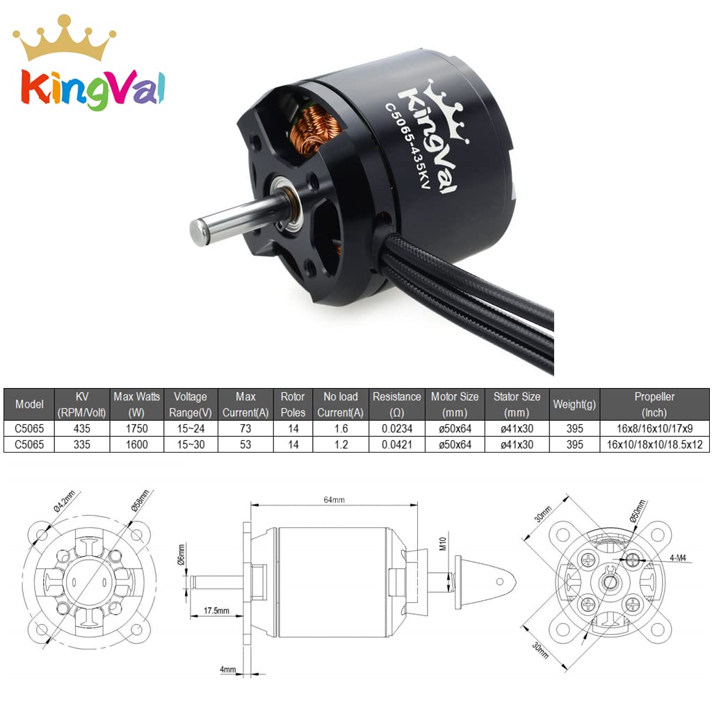 KingVal 3542 1250KV Brushless Motor – Hi-Torque, CNC Aluminum, 850W, For RC Airplanes & Gliders