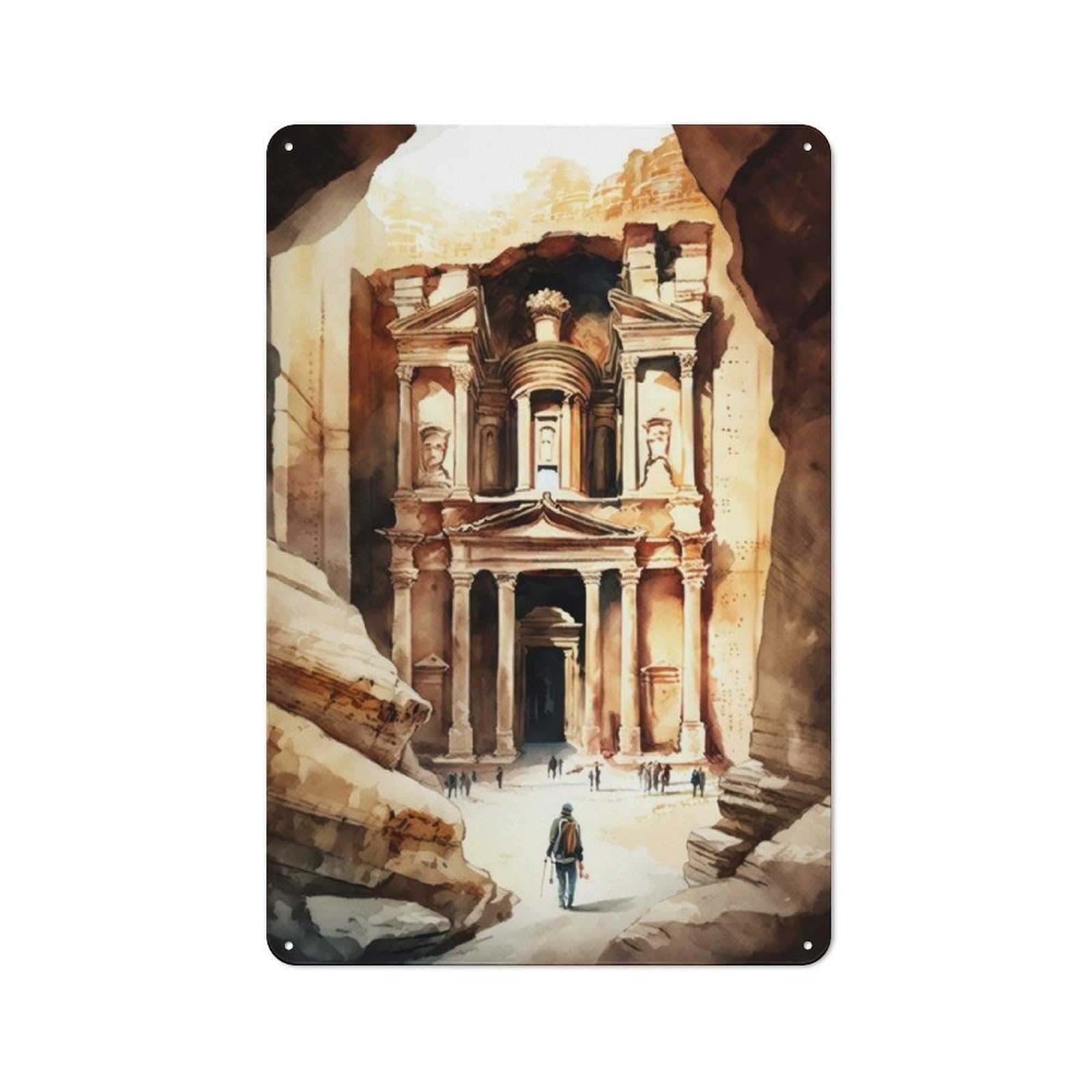 Junmoney Petra Charm Watercolor Tin Wall Plaque 30X20cm With For Bar Or Restaurant, Suited To Bar Decor Enthusiasts