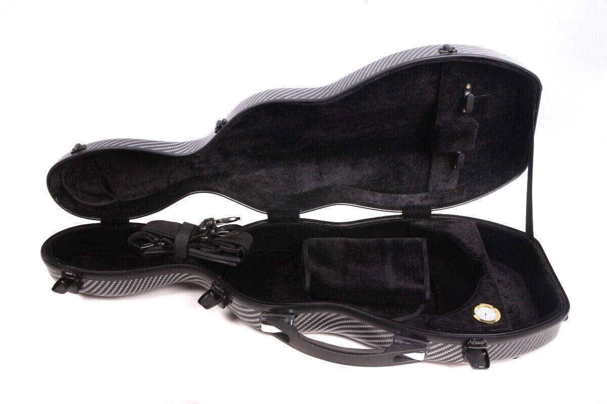 Geigenkoffer 4/4 volle Größe Composite Kohlefaser Hartschalenkoffer Starker Griff Rückengurte Weiche Polsterung (schwarz), CASE-21