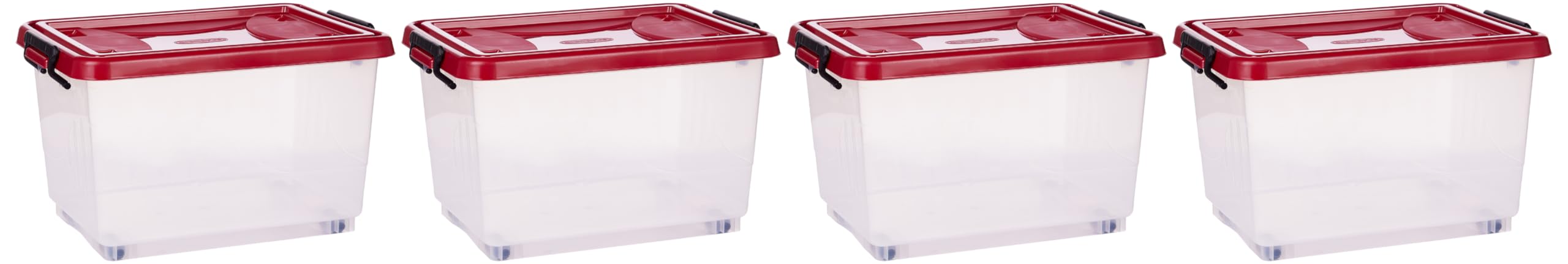 Cosmoplast 22L Clear Plastic Storage Box with Wheels & Lockable Lid Set of 4