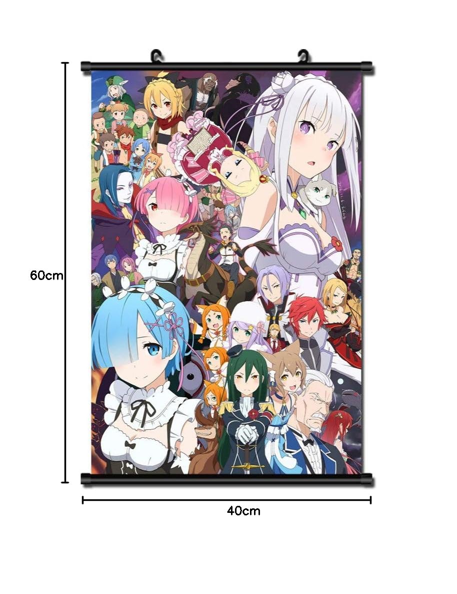 Mxdza Japanese Anime Re - Zero kara Hajimeru Isekai Seikatsu Fabric  Painting Anime Home Decor Wall Scroll Posters for decorative 40x60CM :  Amazon.sg: Home
