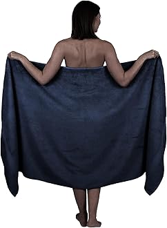Extra Large Bath Sheet 100 x 200 cm Super Jumbo Big Bath Sheets Towels Beach Body Wrap XL Bath Towels 600-GSM (Navy)