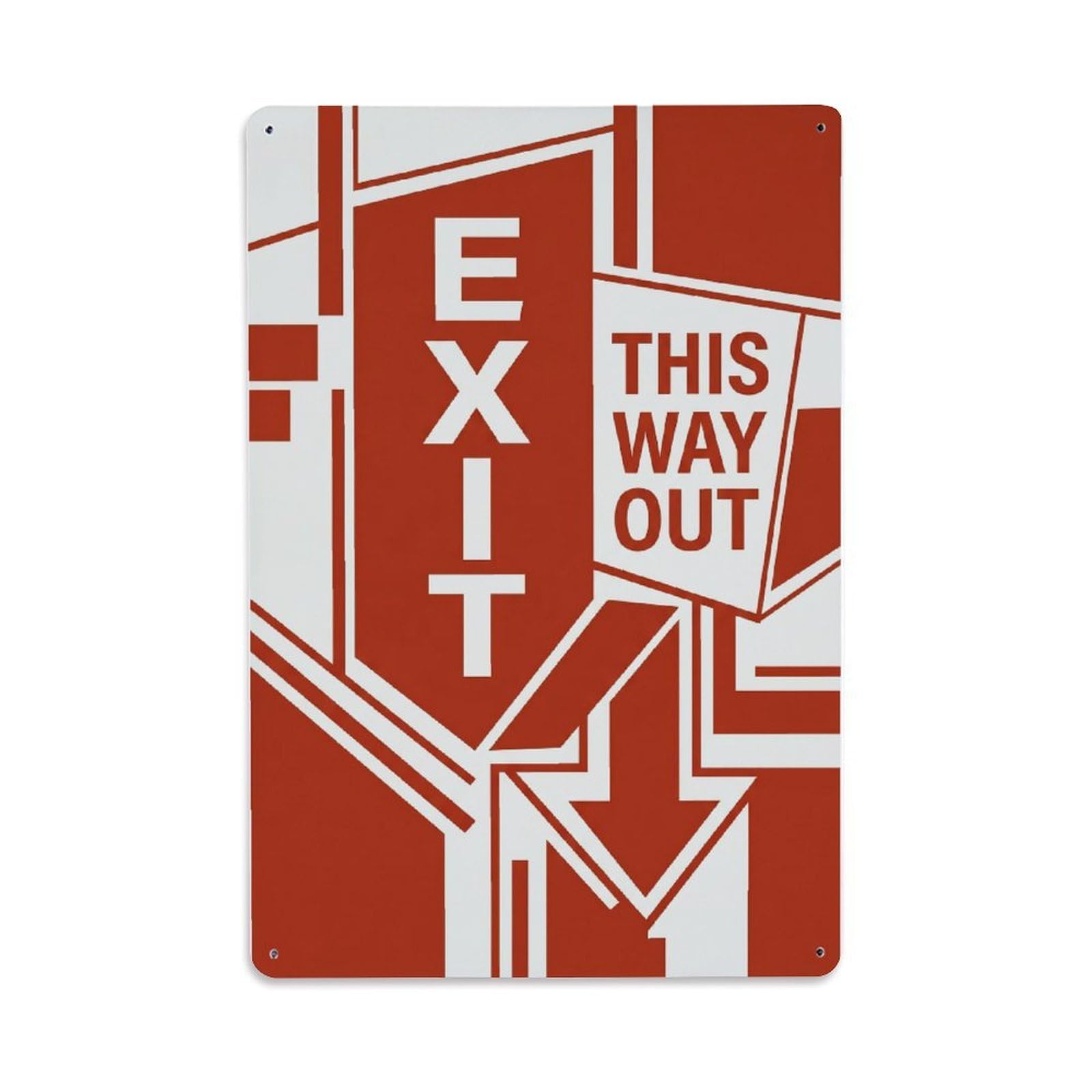 Exit This Way Out Building Hallway Metal Tin Sign Plaque Wall Decor for Cafe, Club Bar, Office, Home Garden Metal Poster 8x12Inch