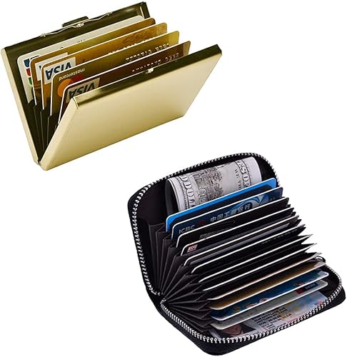 EASTNIGHTS Paquete de 2 juegos Protector de tarjeta de crédito RFID de metal para tarjetas de crédito, cartera para tarjetas de visita para hombres