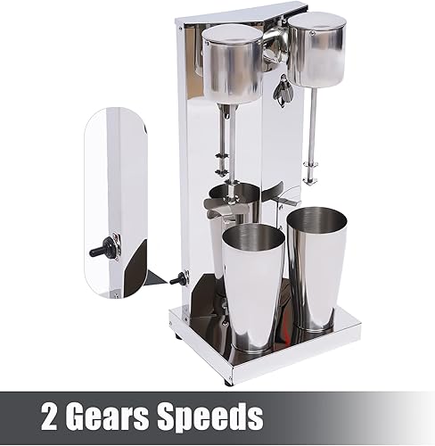 Miniatura 5 de Gdrasuya10 Máquina comercial de sacudida de leche, acero inoxidable doble cabeza eléctrica silenciosa máquina de batido de leche con taza de 27.1 fl