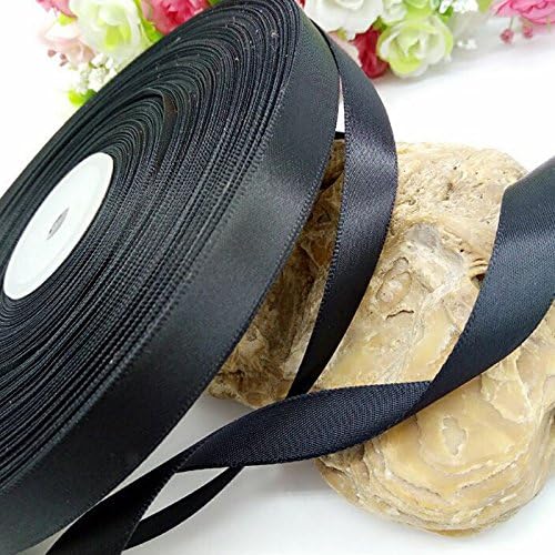 20 Yards 3/8" Width Black Satin Ribbon Gift Packing Belt DIY Craft Boutique Sewing Hair Bow Clip Accessory Making Gift Package Wrapping Crafting DIY Colors Ties
