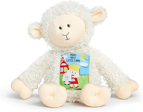 DEMDACO 5004850046 Story Friends Mary Had a Little Lamb Classic White 11 x 8 pulgadas con cuentas de poliéster suave