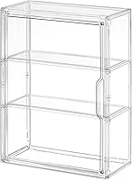 VGLXTRNT 3-Tier Wall-Mounted Acrylic Display Case for Anime Figures & Collectibles - Stackable, Magnetic Door, Adjustable Shelves