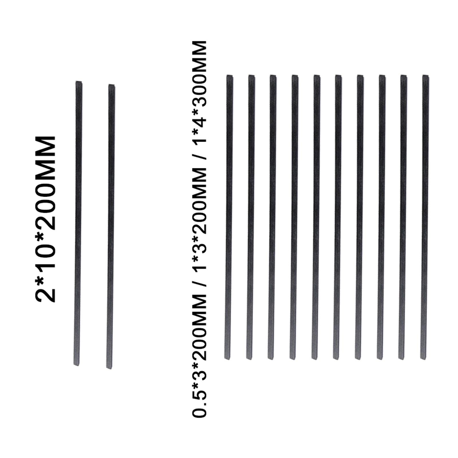 Soczewka wypukła, 10 szt. pasków z włókna węglowego 200 mm, płaskie paski odporne na wysoką temperaturę do modeli samolotów zdalnie sterowanych (2 x mm)(2x10x200mm)