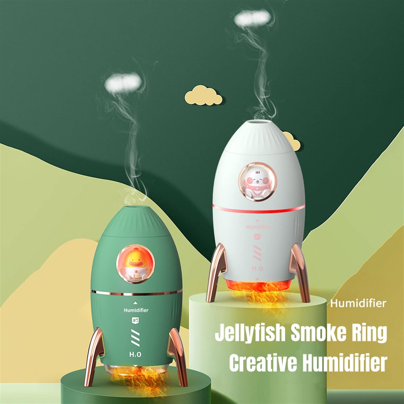 Nawilżacz mgiełki Rocket Nawilżacz powietrza USB Elektryczny dyfuzor aromaterapeutyczny Ultradźwiękowy dyfuzor olejków eterycznych Cool Mist Vaporizer nawilżacz (kolor: C)