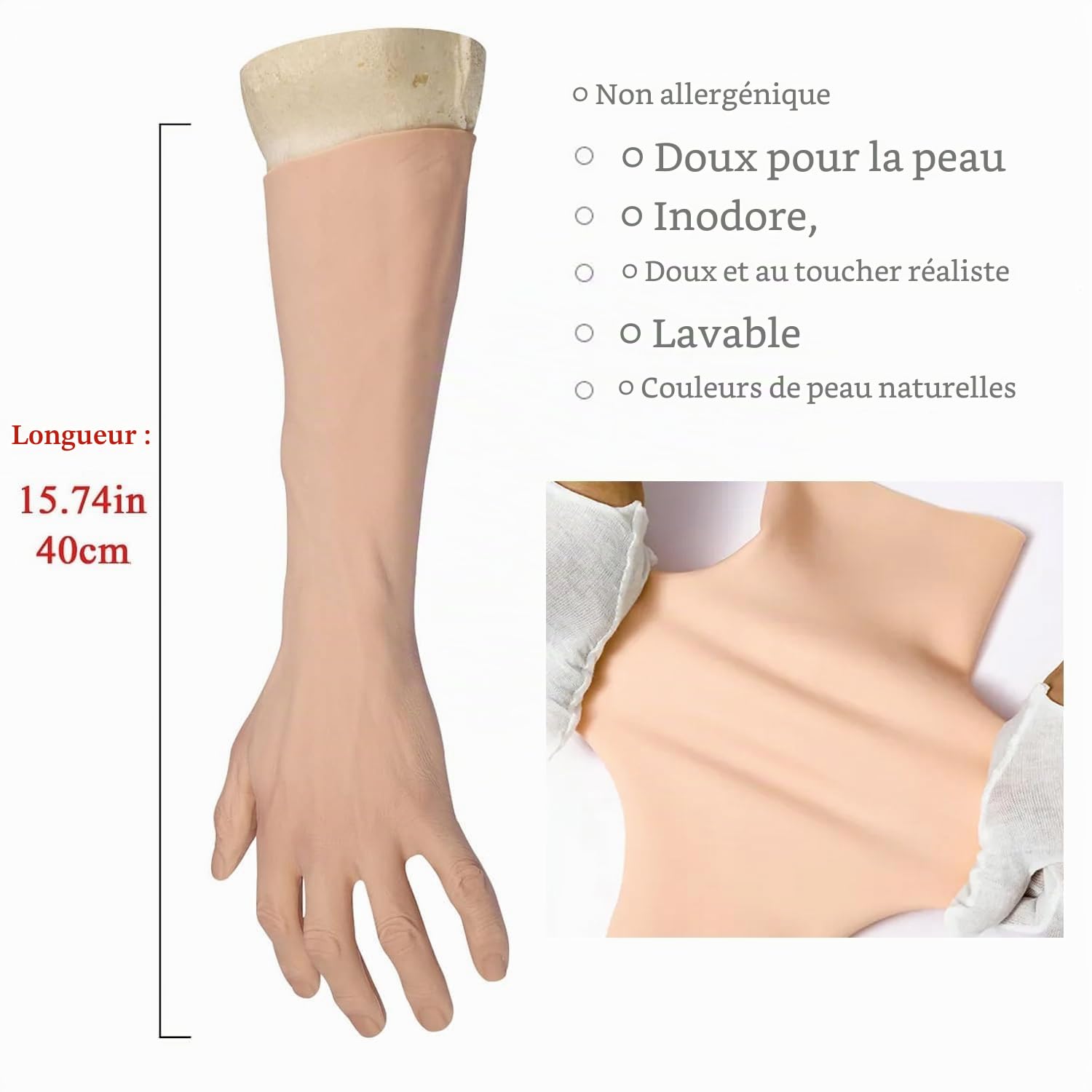 XSWL Gants Vieux Homme en Silicone Manches de Mains Prothétiques Réalistes Protection de Bras Artificielle pour Halloween Cosplay Fête Déguisée