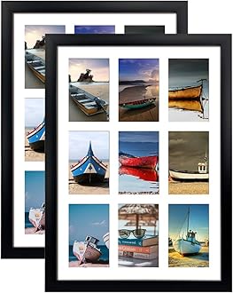 HORLIMER 4x6 Picture Frames Collage with 9 Openings, Set of 2, Black Multi Photo Frame for Wall Hanging