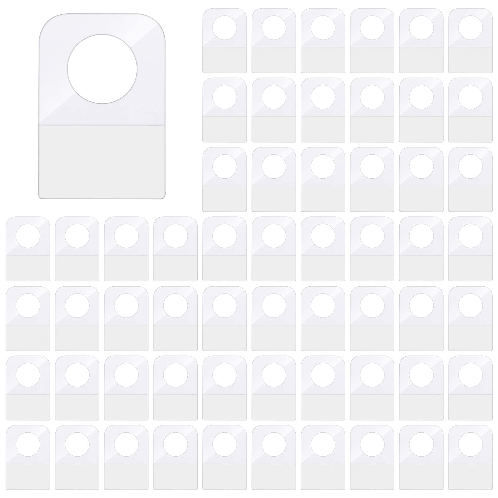 300Pcs Heavy Duty Sticky Hang Tabs, Plastic Round Slot Hole Self-Adhesive Hanging Tabs for Store Retail Display Small Sale Items (1.3x0.9 Inch)
