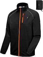 Little Donkey Andy Men's Waterproof Cycling Jacket - Lightweight Packable Windbreaker with Reflective Strips & Vents