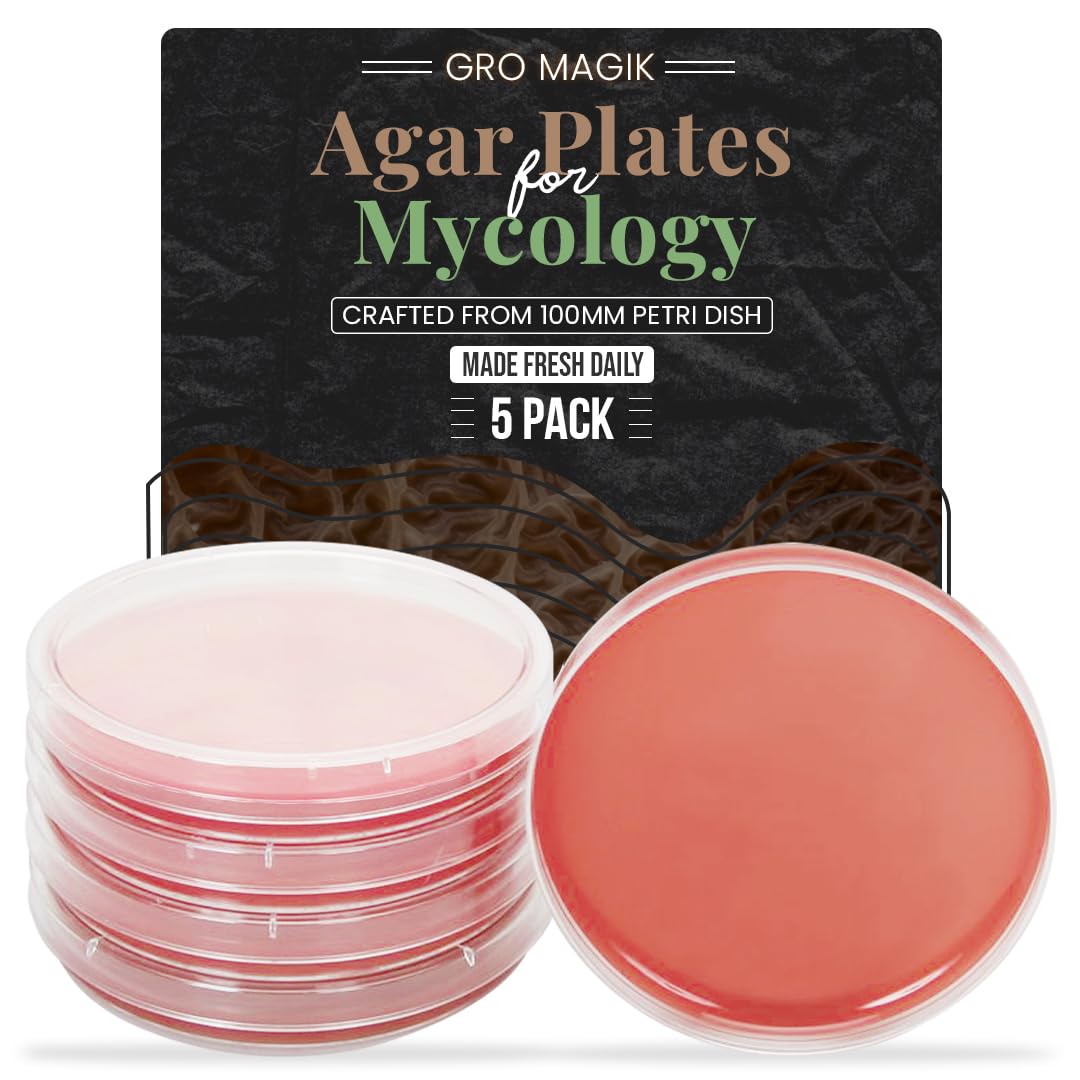 Premium Pre-Made Malt Extract Agar Plates for Mycology, Pre-Poured and Sterilized Agar Plates for Mushrooms to Support Robust Mycelium Growth (5 Pack)