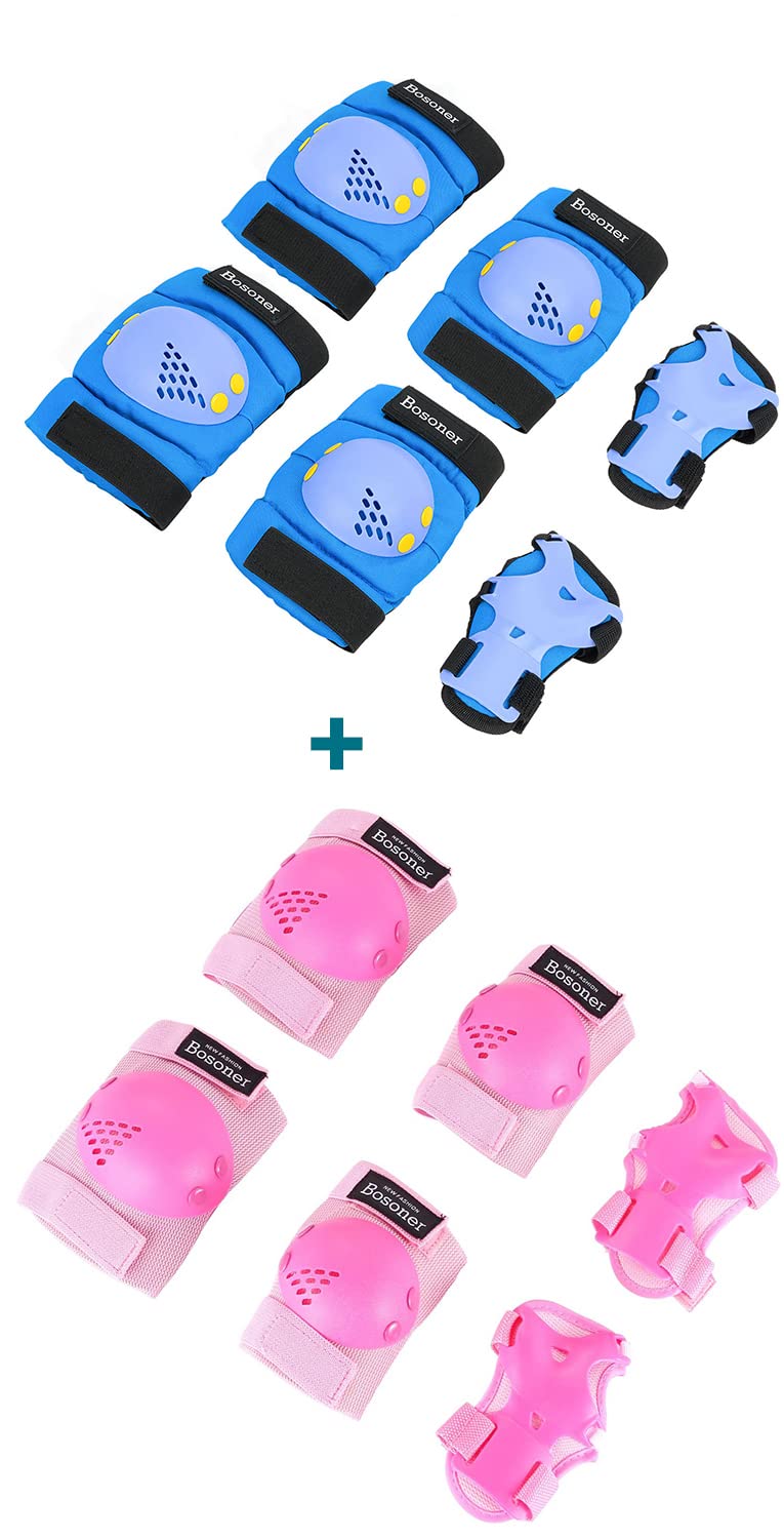 BOSONERKids/Youth Knee Pad Elbow Pads Guards Protective Gear Set for Roller Skates Cycling BMX Bike Skateboard Inline Skatings Scooter Riding Sports