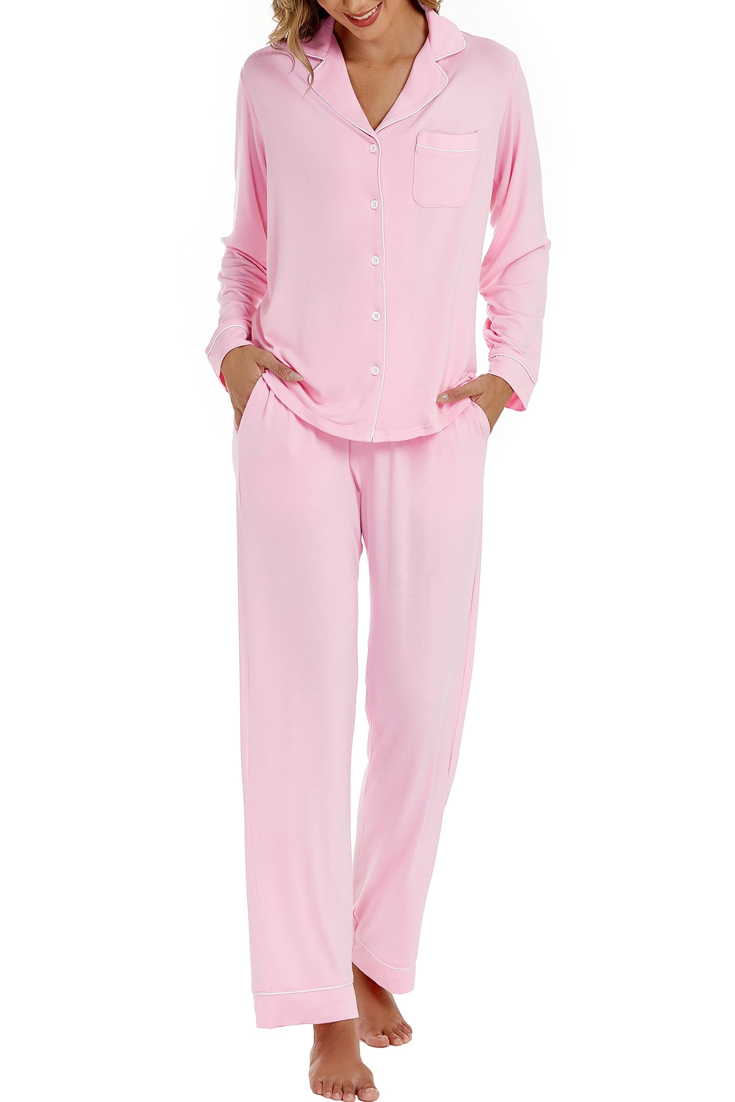 LUBOT Women's Bamboo Viscose PJ Set