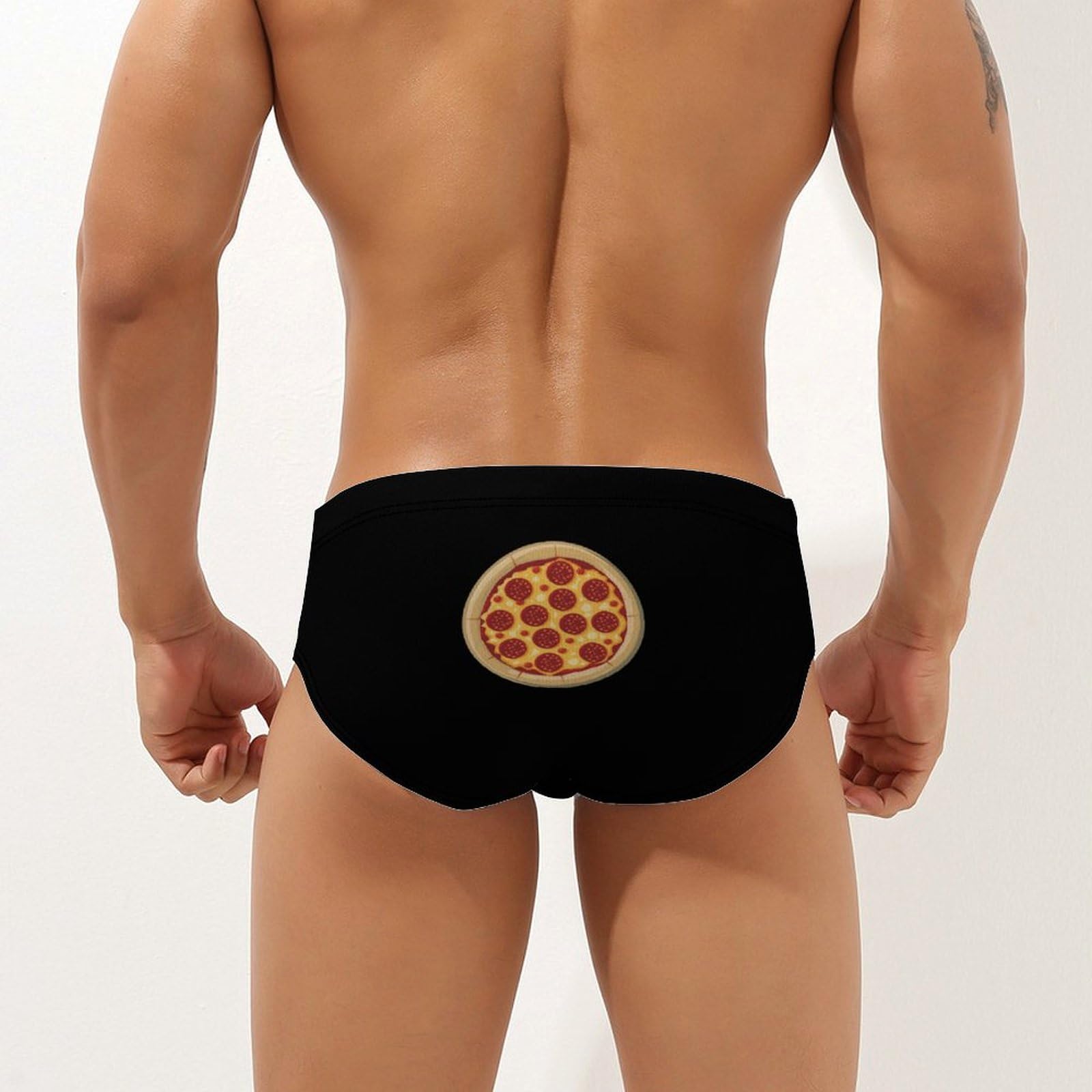 Pepperoni Pizza Mens Swim Briefs Quick Dry Swim Trunk Bikini Underwear Swimsuit 2XL