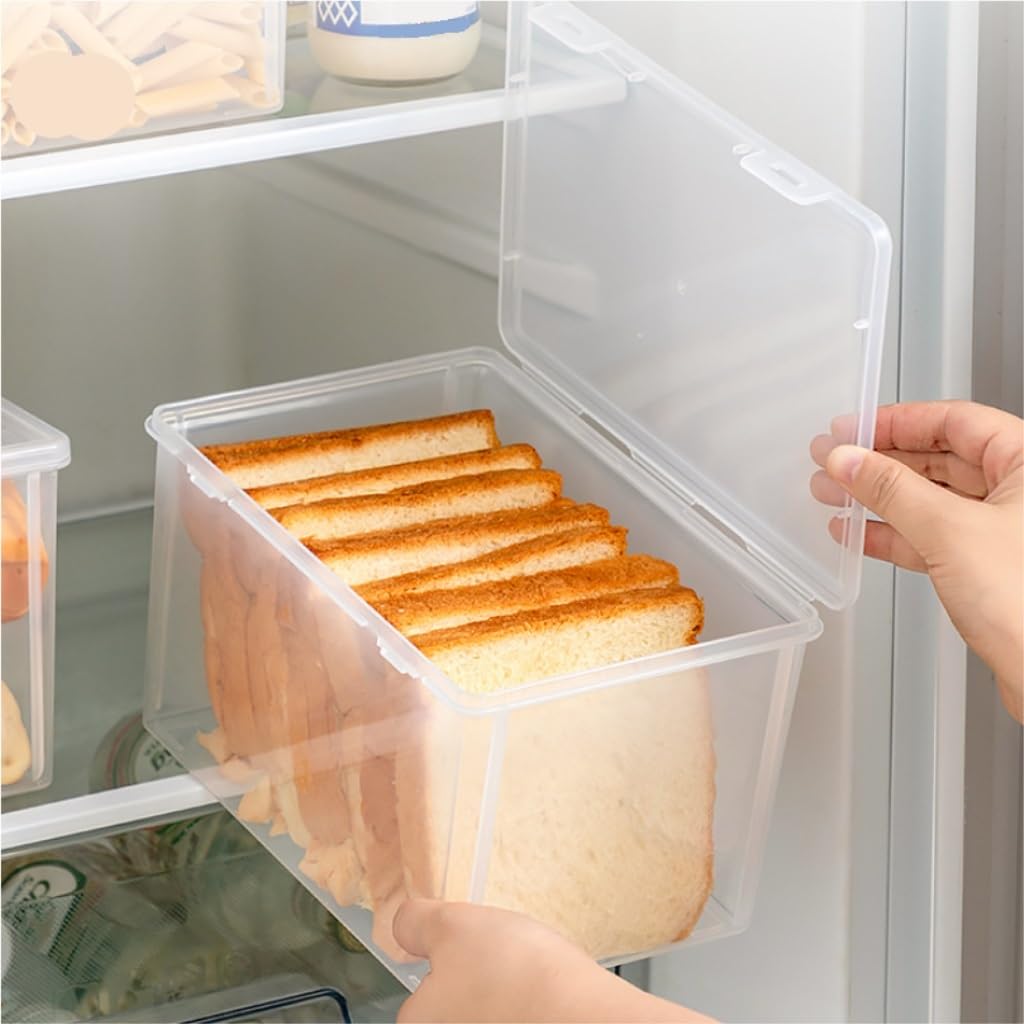 pojemnik na jedzenie Pudełko do przechowywania przekąsek kuchennych Plastikowa lodówka z pokrywką Zamknięte pudełko Pudełko do przechowywania świeżych tostów z makaronem (Color : Clear, Size : B)