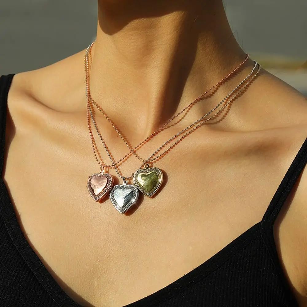 Collana con medaglione a cuore in argento sterling 925 da donna, collana con pendente a forma di foto, immagine che contiene immagini