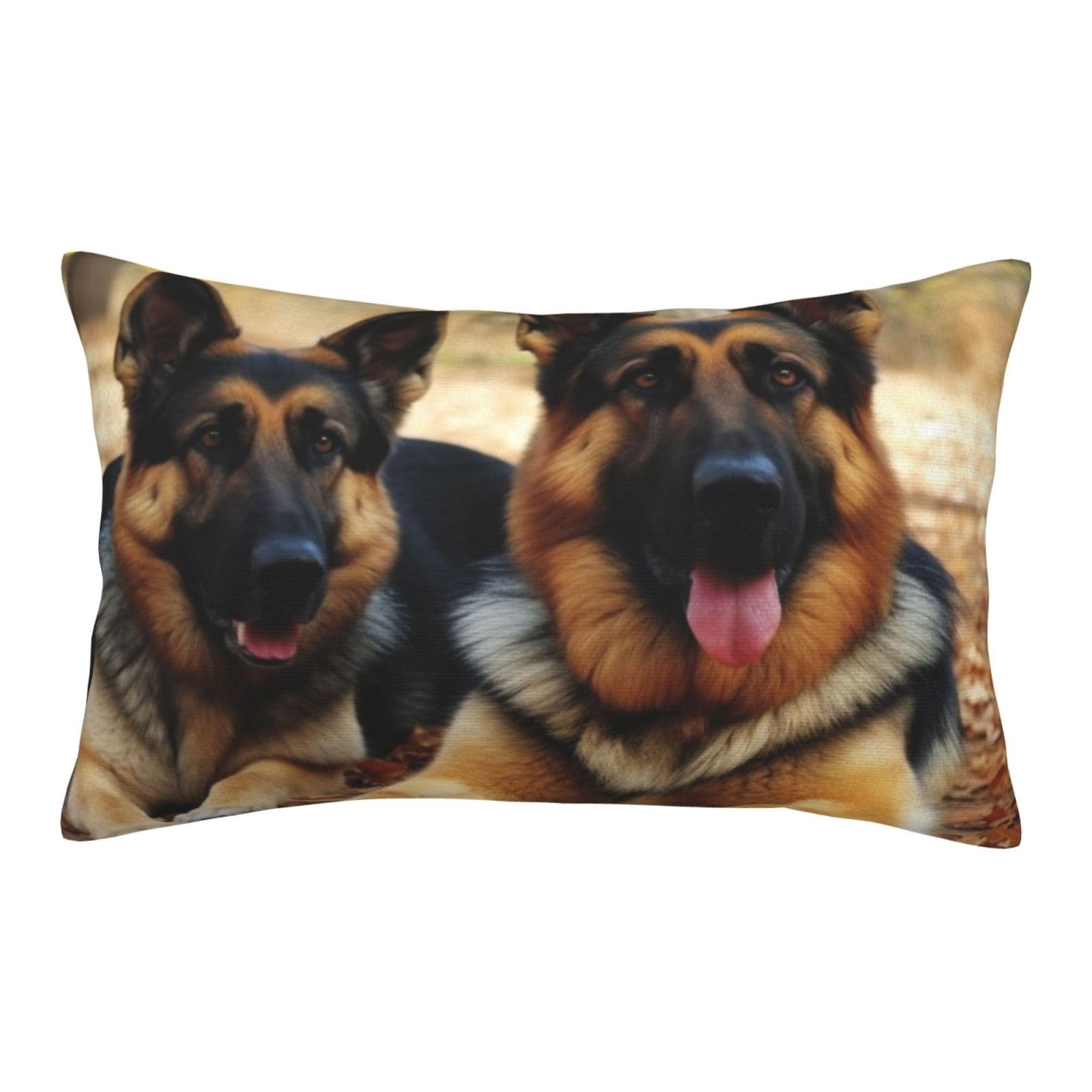 Velvet Pillowcases 16"x24" Ultra Soft Breathable Pillow Cases, Luxury Fuzzy Throw Pillow Covers with Zipper, German Shepherd Dog Pillow Shams All Seasons Decorative Cushion Cases for Couch