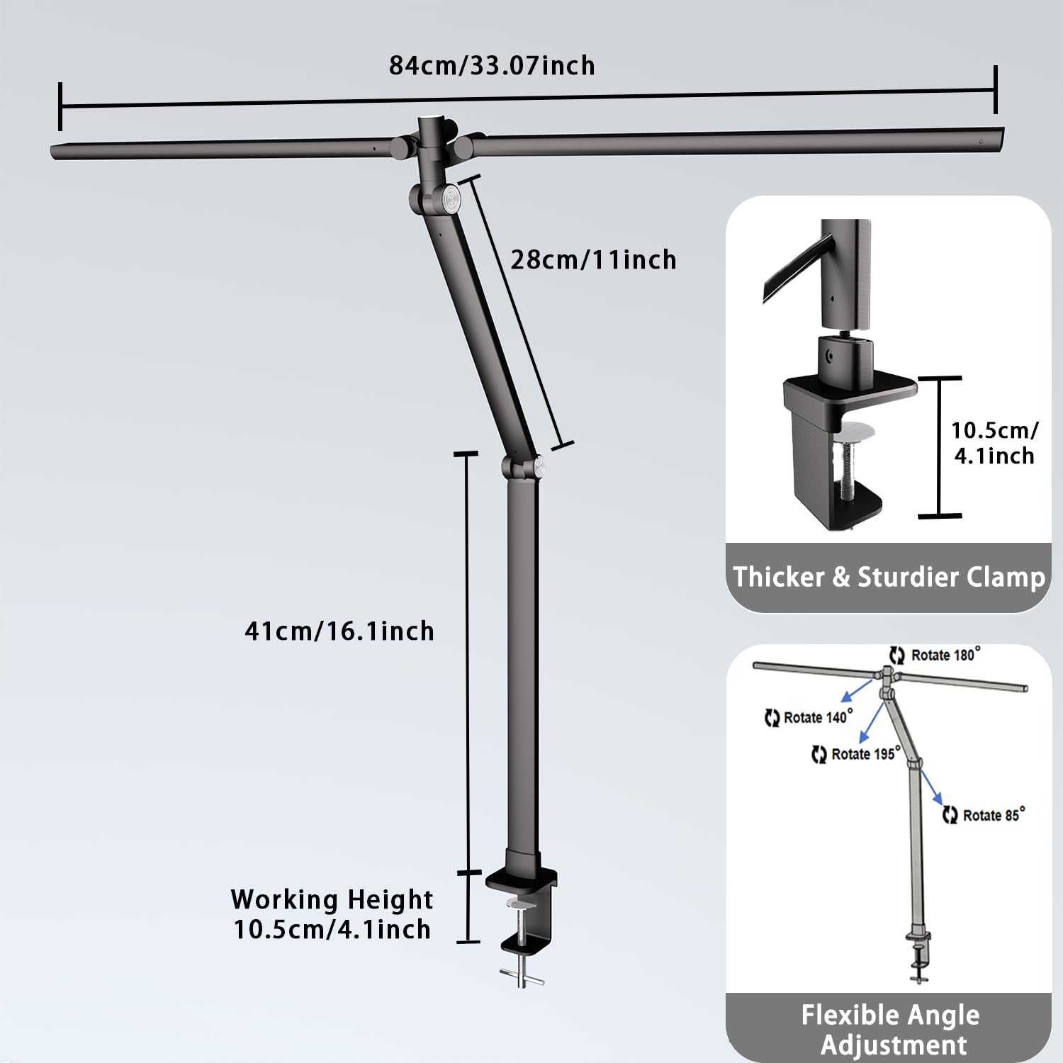 Hapfish Lampada da Scrivania a LED,24W Doppia Testa Luce per Monitor PC | 5 Temperatura Colore e 5 Livelli Luminosità,Super Larga e Luminosa,Lampade da Tavolo per Ufficio Studiare Schermo