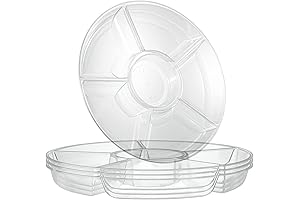 PLASTICPRO 6 Sectional Round Plastic Serving Tray/Platters Clear
