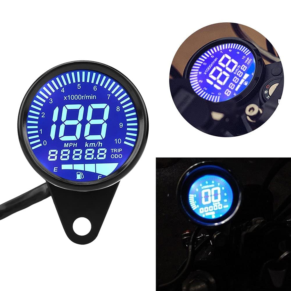 Contachilometri Digitale LED per Moto con Tachimetro e Livello Olio Integrato, Impermeabile, Scuro, Universale