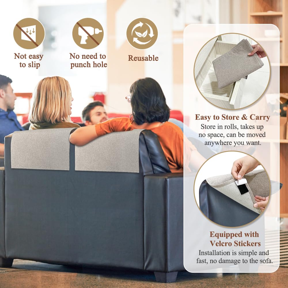 Protector de reposacabezas reclinable, 2 piezas, funda protectora para reposacabezas de silla reclinable, fundas para reposacabezas de sofá reclinable (caqui)