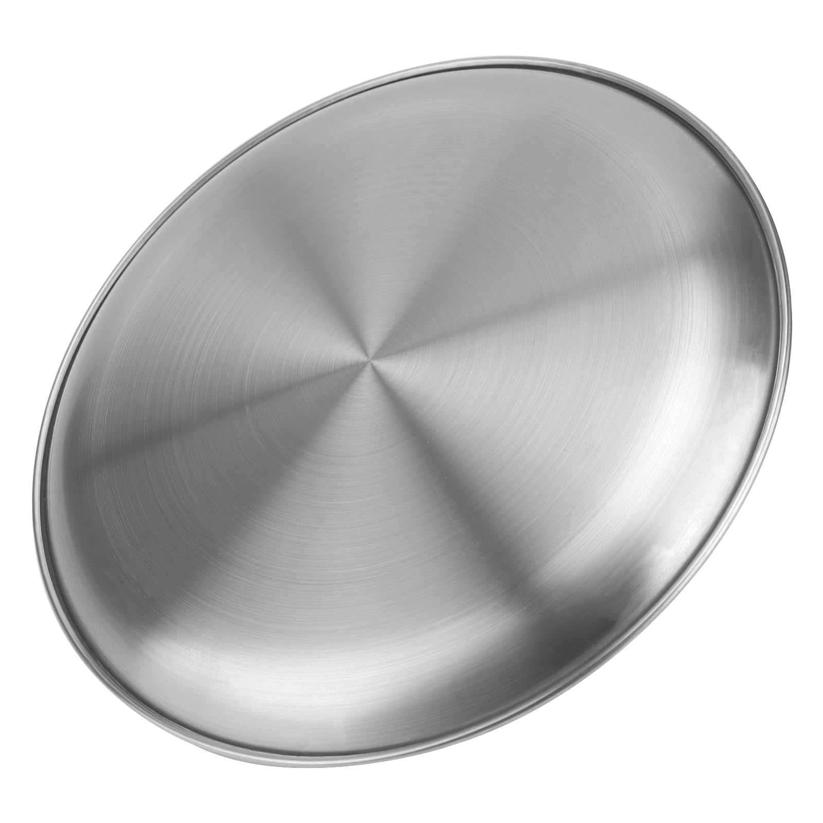 MUKCHAP 4 PCS 26cm Stainless Steel Dinner Plates, Silver Brushed Serving Plates, Metal Serving Dishes for Camping Steak Salad Snack - Image 3
