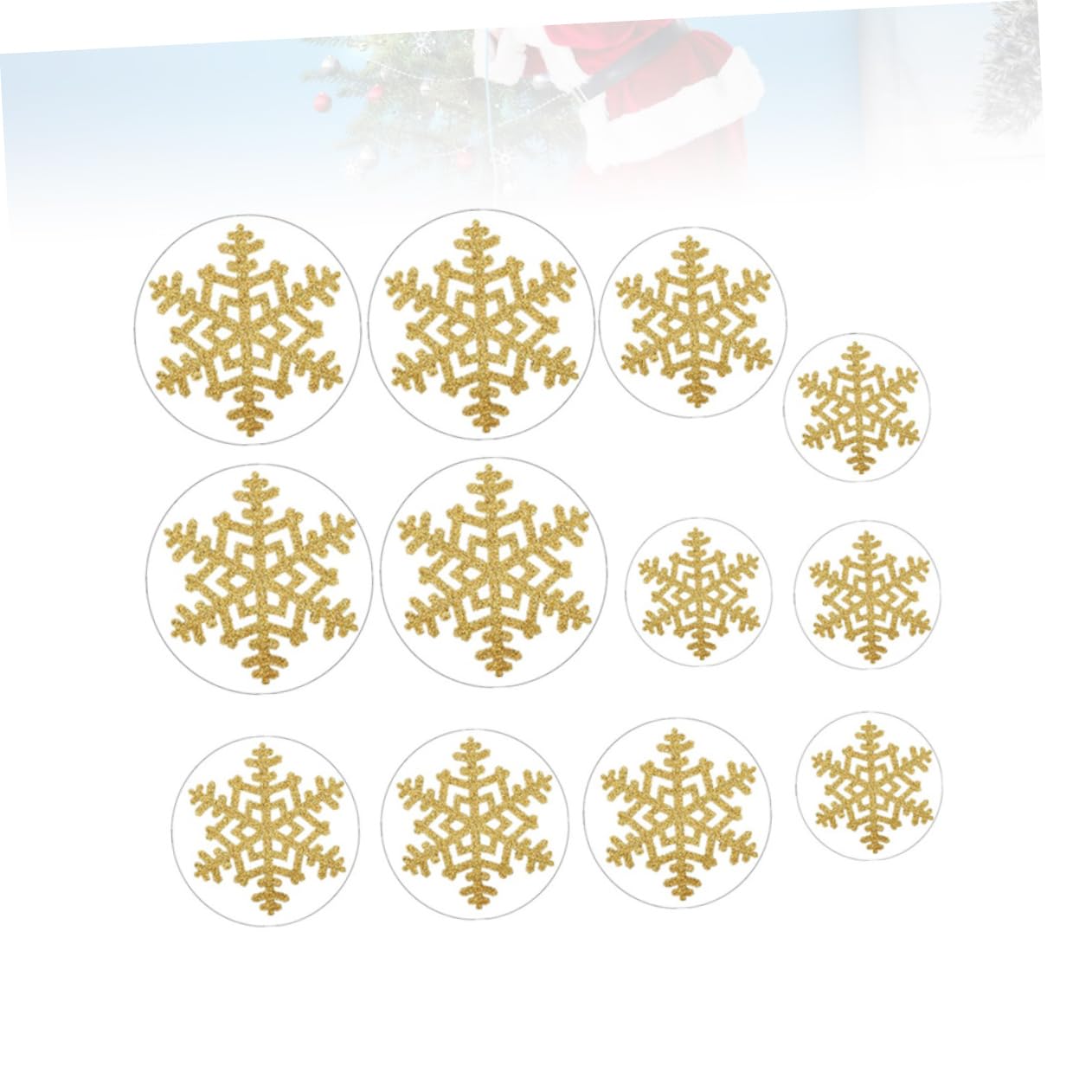 DECHOUS 3 Sets Schneeflocken-glitzeraufkleber Weihnachtsdekoration Selbstklebende Schneeflocken-wandaufkleber Für Heimdekorationen Christbaumschmuck 12 Stück * 3