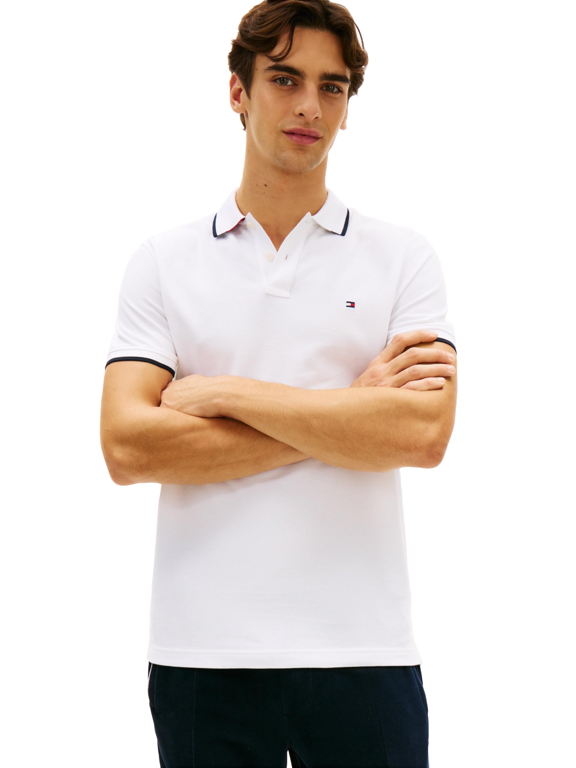 Men's Short Sleeve Casual Polo Shirts in Regular Fit with Contrast Collar and Cuff Designs