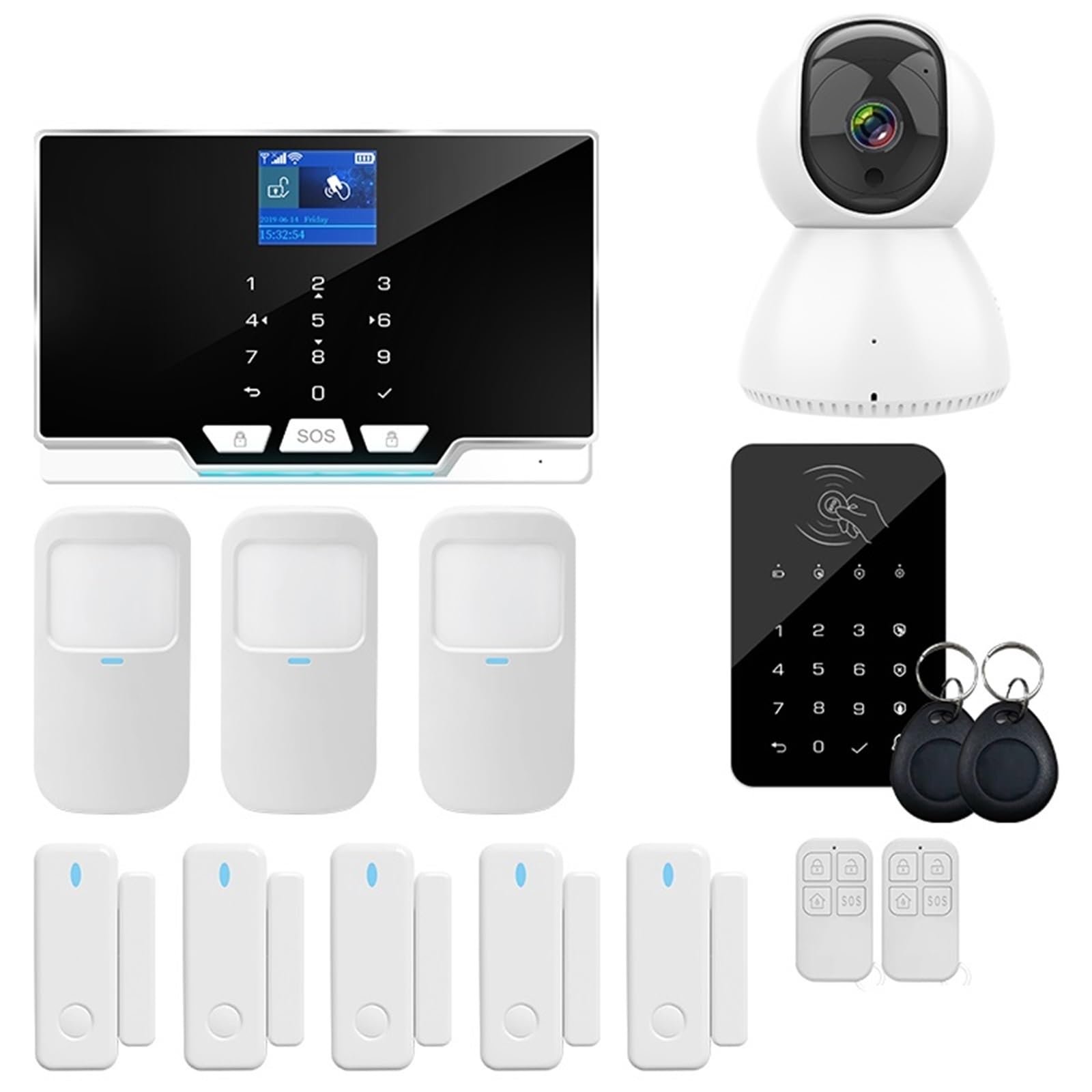 Kit De De Alarma Inteligente Tuya App De Alarma WiFi/gsm 433MHz Seguridad del Hogar Detector De Movimiento Infrarrojo Inalámbrico Sensor De Puerta Sirena(Kit 3)