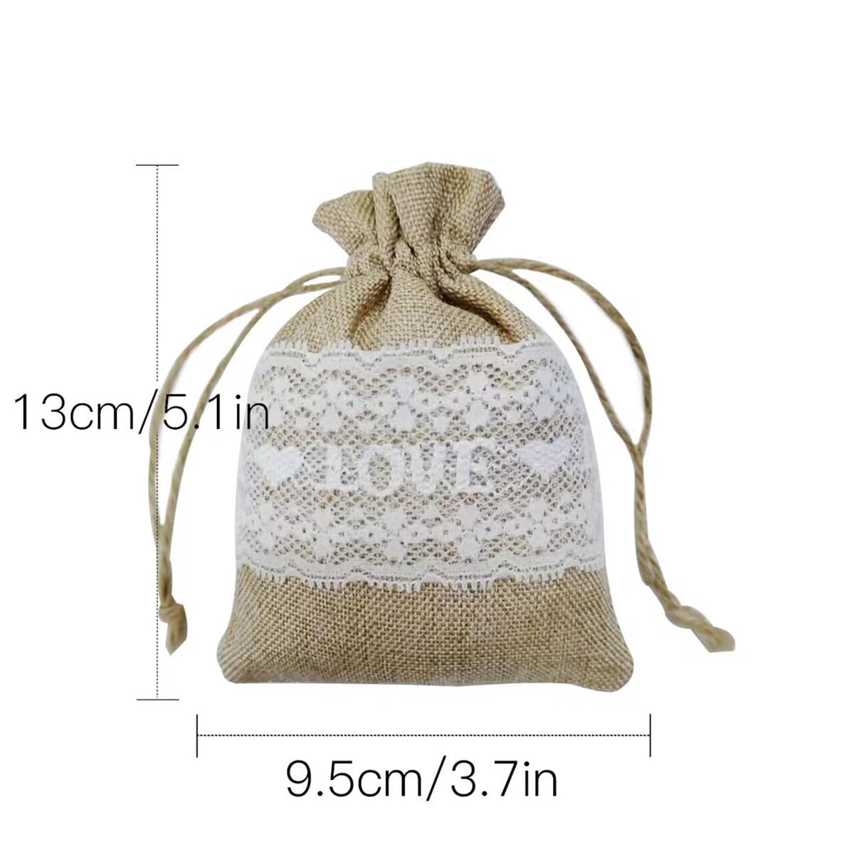 Lot de 65 sacs en toile de jute - Petits sacs cadeaux en lin - Avec cordon de serrage - Petits sacs à remplir - Pour bijoux, mariage, Noël, fête - 95 x 130 mm