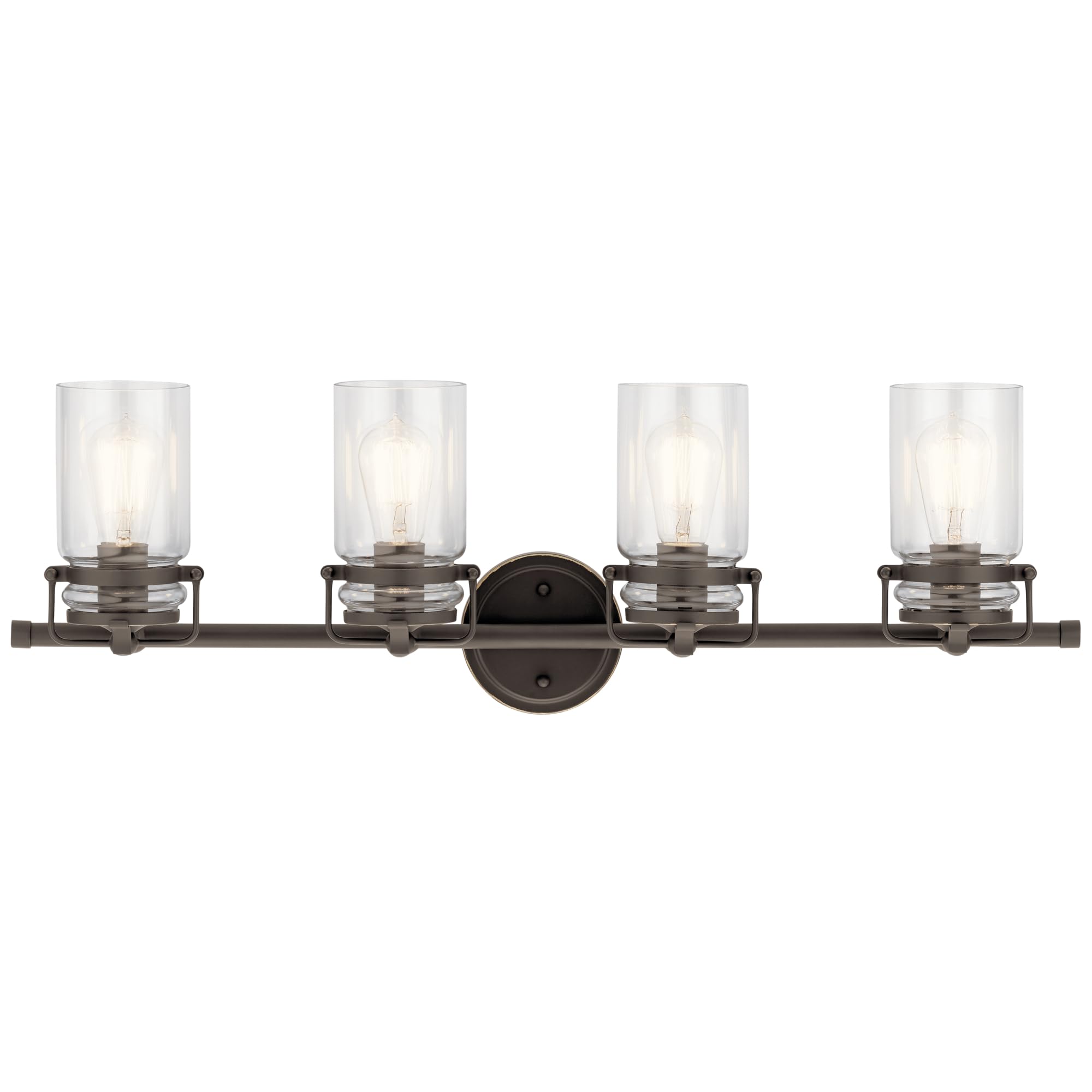 Kichler Brinley 32.25" Vanity Light in Olde Bronze®, 4-Light Farmhouse Bathroom Light with Clear Glass, (32.25" W x 10" H), 45690OZ