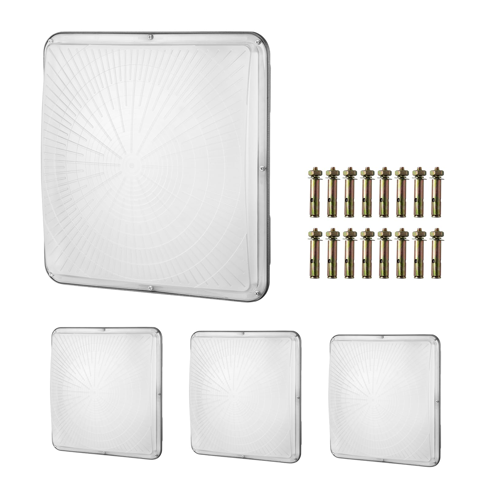 VEVOR 4er-Set LED-Überdachungsleuchten, 150 W, 16500 LM, 5000 K Tageslicht, industrielle Deckenlampe für Außenbereich, 315 x 315 mm, für Tankstelle, Lager, Garage, Straße, Geschäft, IP65