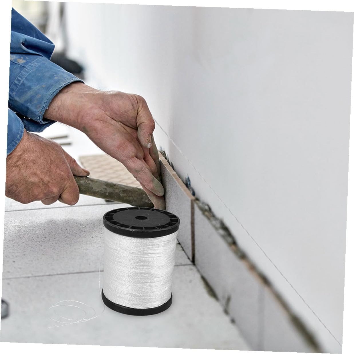 3 Rolls Nylon Masonry Twisted Construction String Line for Outdoor Building Sites, Strong Sturdy Nylon Twine for Bricklaying and Masonry Jobs, White 0.195kg