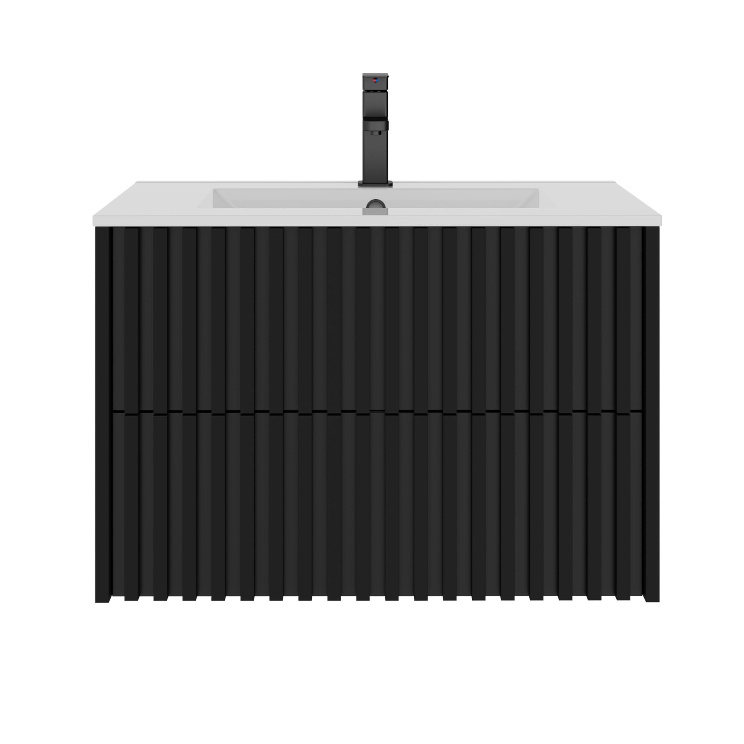 UEV Waschtisch mit Unterschrank, Waschbeckenunterschrank 80cm hängend, Waschplatz, Keramik Waschbecken, Badezimmmer Möbel für Gäste WC, Badmöbel Set, Schwarz