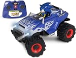 NKOK Sonic Monster Truck RC – Voiture télécommandée à radio 2,4 GHz avec lumières, Turbo Boost et pack de batterie rechargeable 7,4 V, Véhicule de course Sonic Racing CrossWorlds pour enfants de 6 ans et plus