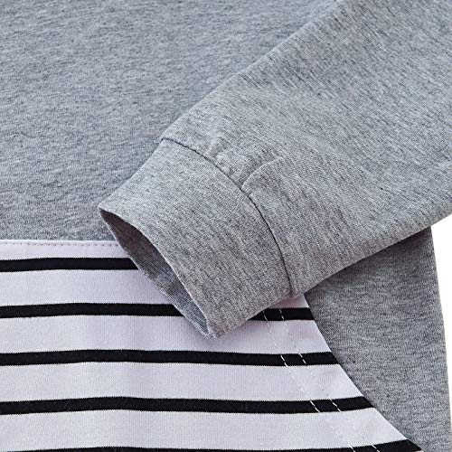 Toddler Infant Baby Boy Girl Clothes Stripe Gray Hoodie Sweatshirt and Pants Spring Fall Outfits Set 18-24 Months Hooded Pullovers with Pockets - Thumbnail 4
