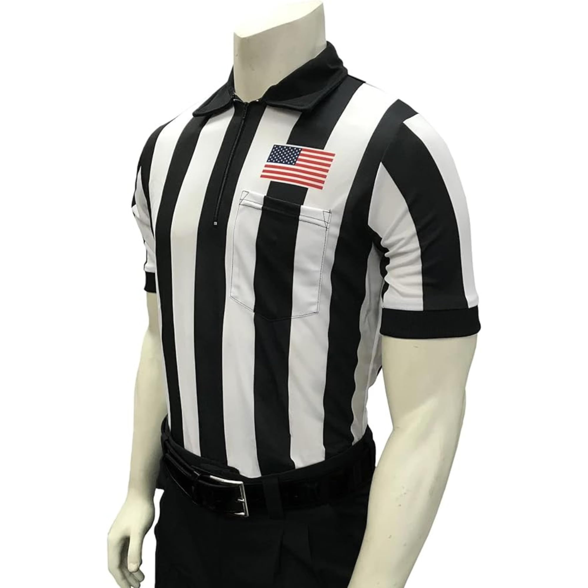 Smitty USA-109 Men's Short Sleeve Football Referee Shirt with 2 1/4 inch Stripes & USA Flag Sublimated NFHS College (4XL)